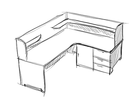 Skica psacího stolu